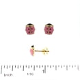 thumbnail image 2 of 18K Solid Yellow Gold Pink Enamel Lady Bug Post Earring, 2 of 3