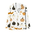 thumbnail image 4 of Enjoytime Halloween 2 Piece Sets for Women Pumpkins Print Long Sleeve Shirt Loose Pants Sleepwear Classic Soft Button Down Pajamas Plus Size Clothes, 4 of 5