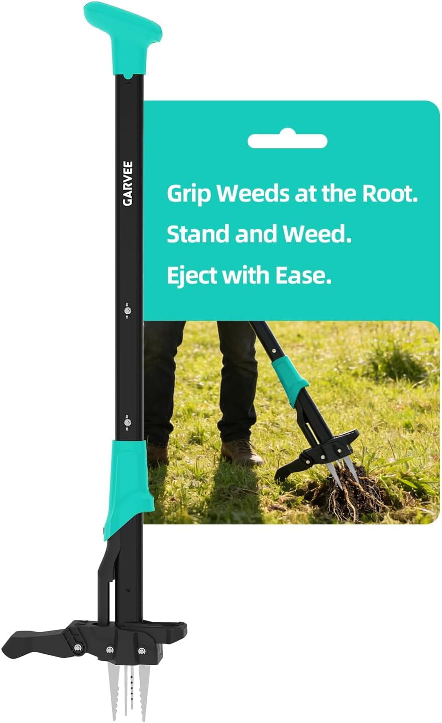 Acekid 4-Claw Stand Up Weed Puller, Gardening Hand Weeding Tool with 40" Handle, Light Blue