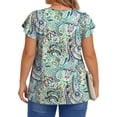thumbnail image 6 of Fantaslook Womens Blouses Dressy Casual Pleated Tunic Tops Floral Ruffle Sleeve Summer Shirts, 6 of 10
