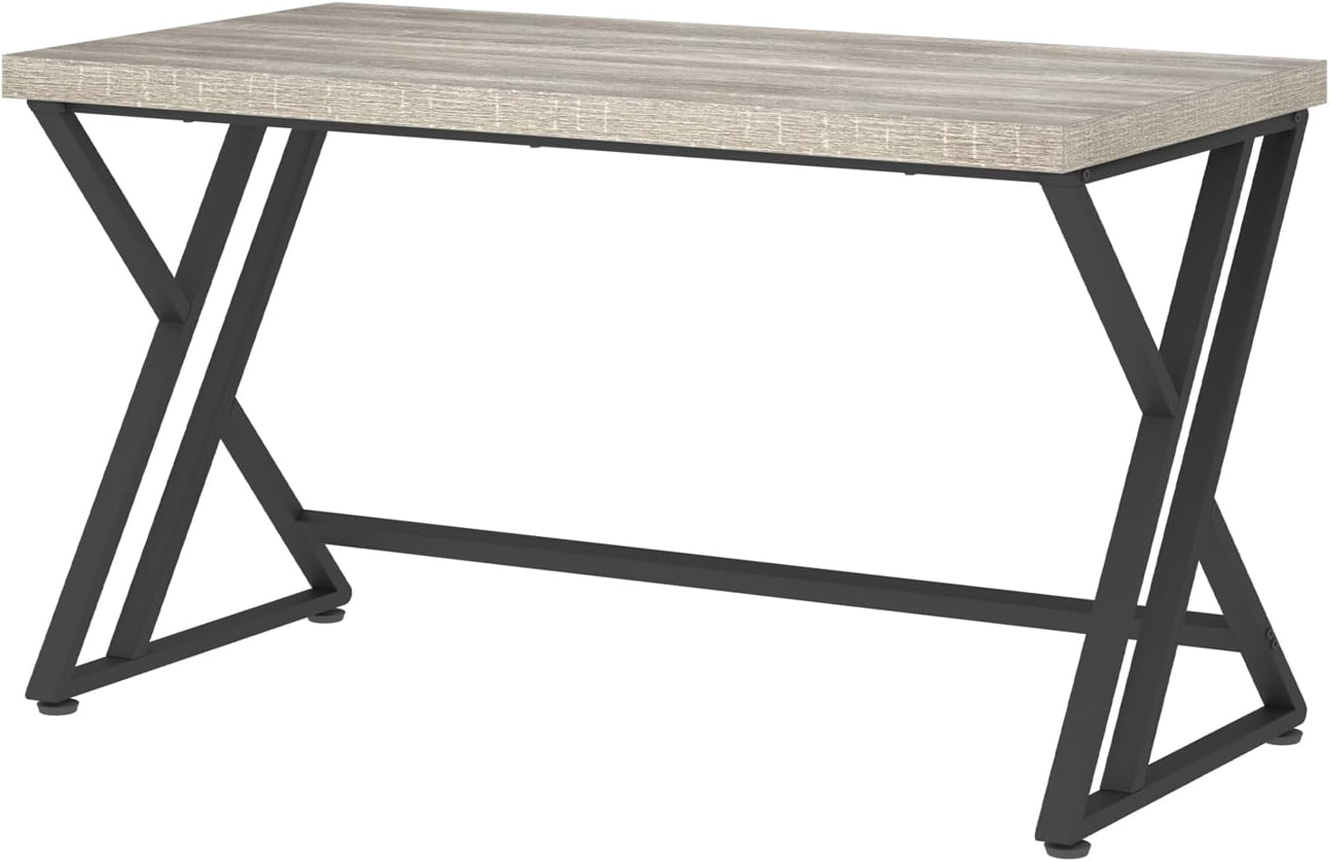 LVB Grey Computer Office Desk,  Wood PC Gaming Gray Desk for Home Office, Modern Wooden Metal Study Work Bedroom Table, Farmhouse Executive Writing Desk with Storage, 55 Inch, Light Grey Oak