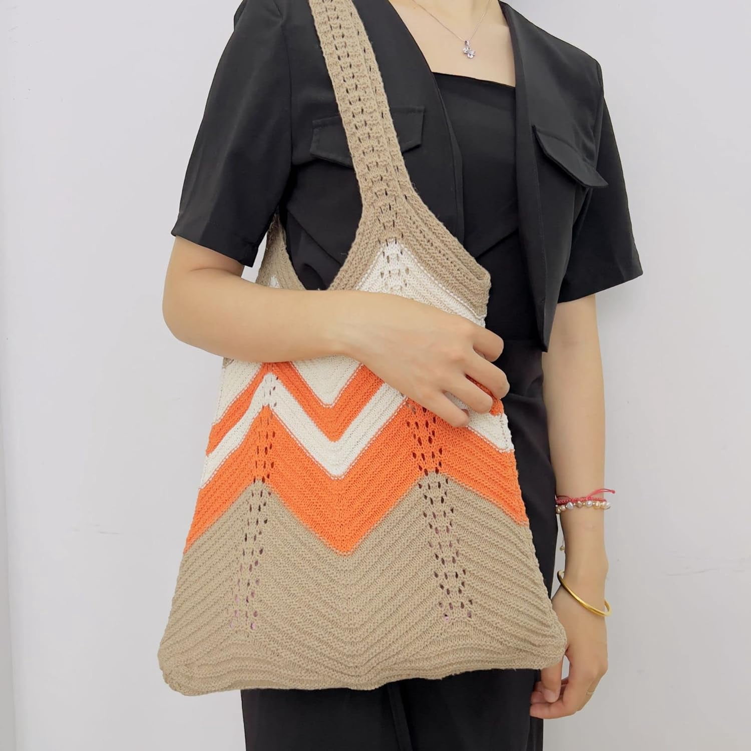 Kukuzhu Y2k Aesthetic Tote Bag Aesthetic Y2k Bag Crochet Tote Bag Aesthetic Tote Bags Aesthetic Y2k Purse