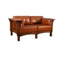 thumbnail image 4 of Crafters and Weavers Arts and Crafts Leather Loveseat in Chestnut, 4 of 11