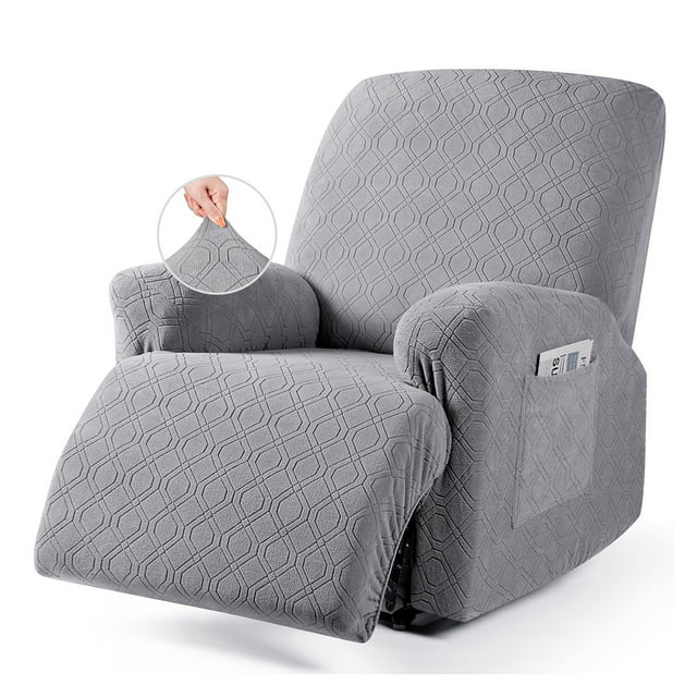 Nvzi Funda de sofá elástica con diseño geométrico de jacquard, funda para sillón reclinable, fácil de instalar, lavable, protector de sofá para 1 asiento (gris)