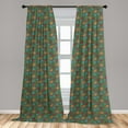 thumbnail image 5 of Ambesonne Fern Green Curtains, Floral Swirls, Pair of 28"x95", Orange Blue and Red, 5 of 5