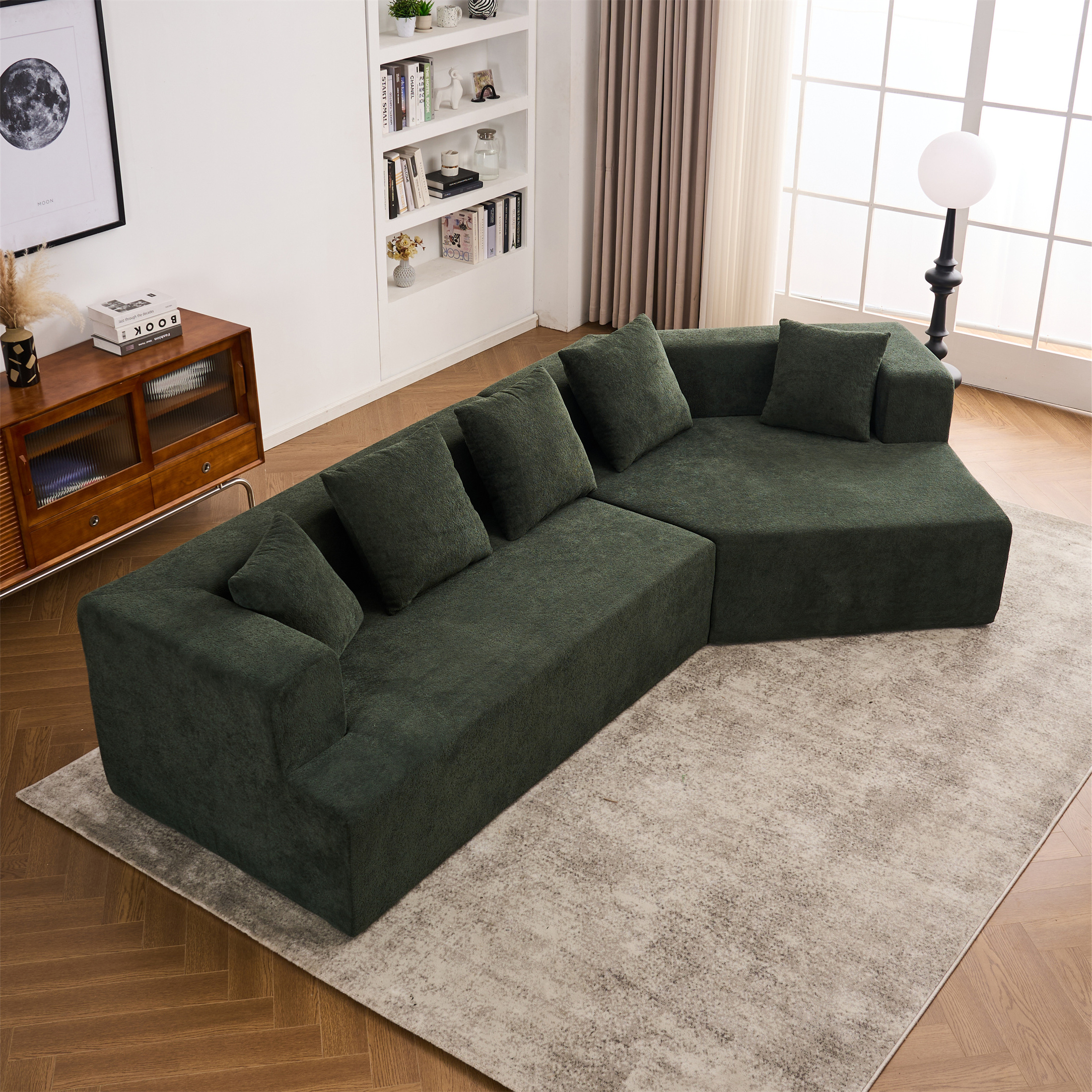 Aukfa 130" Oversized Cloud Sectional Couch Modular Sofa for Living Room, Installation Free, Green