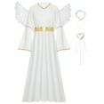 thumbnail image 3 of Aislor 4Pcs Angel Costume Outfits for Girls Princess Dress with Feather Wings Hairband Sticks Set Fancy Dress up White 14, 3 of 7
