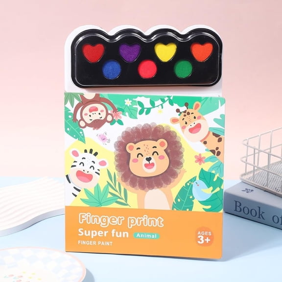 Finger Painting Book Set for Kids Ages 3 - Washable Mess-Free Fingerprint Art Kit with 4 Themes (Farm/Ocean/Animal/Princess), 6 Colors Non-Toxic Ink, Preschool Educational Craft Toy