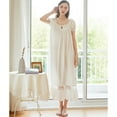 thumbnail image 4 of Defitshape Women's Cotton Victorian Square Neck Nightgown Vintage Sleep Dress Short Sleeve Ruffle White Medium, 4 of 5