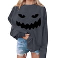 thumbnail image 2 of YVNAURA Women's Oversized Halloween Graphic Crewneck Sweatshirt Cute Pumpkin Bat Print Long Sleeve Pullover Loose Fit Casual Fall Spooky Season Tops 1 Pack, Grey,L, 2 of 6