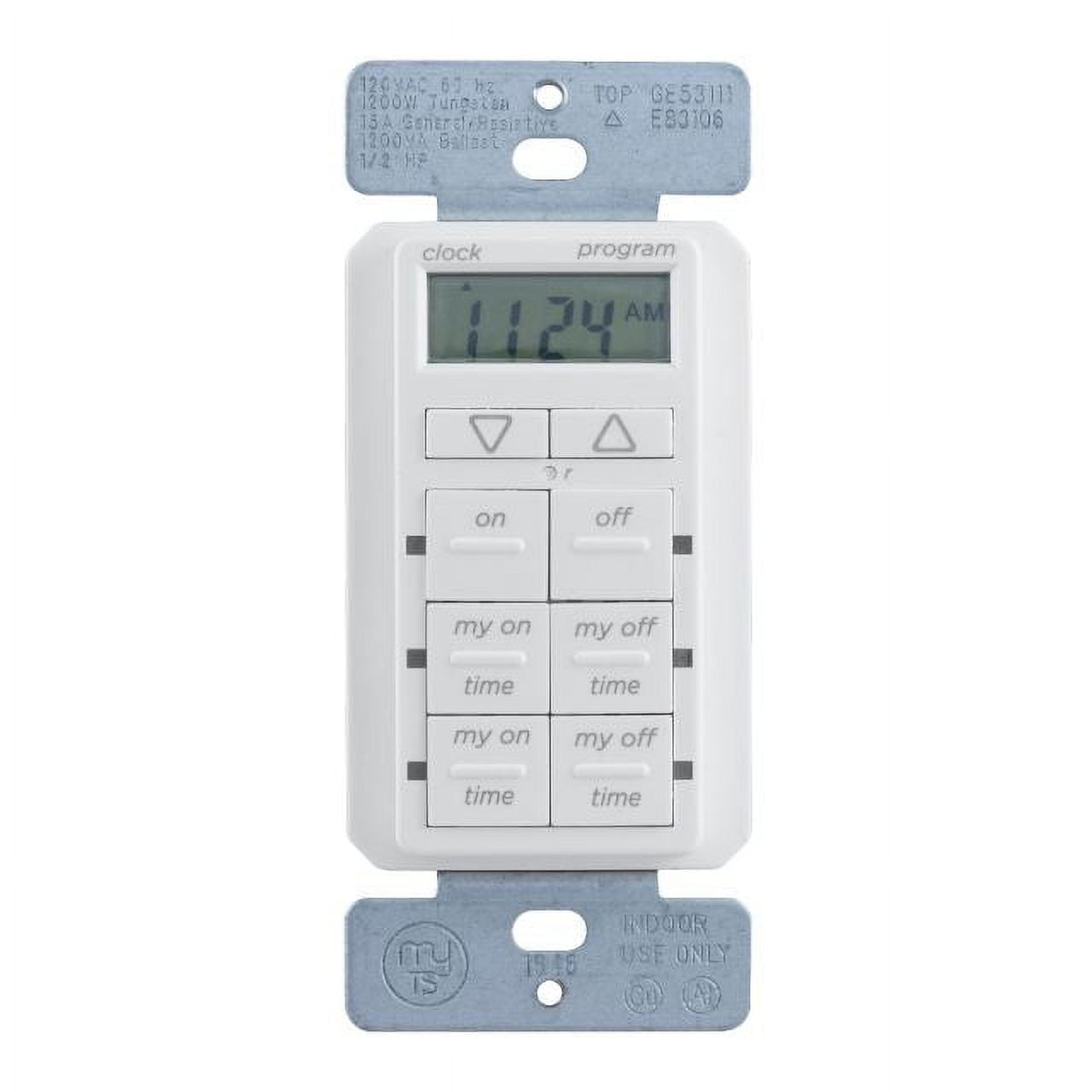 Prime EZ-SET Indoor Digital In-Wall Timer Switch - White, Programmable Light & Appliance Control