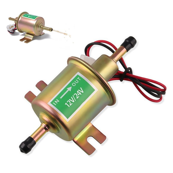 Universal Electric Fuel Pump Kit 12V 24V 8mm Low Pressure 3-6 PSI HEP-02A 6.56 FT 5/16" ID Inline Gas Diesel Fuel Transfer Pump for Carburetor Car Truck Lawn Mower Boats