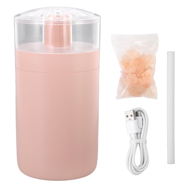 YUMILI Mini humidificateur Portable – 250 ML alimenté par USB Crystal Rock humidificateur de Bureau humidificateur de Bureau de Voiture pour Voiture Bureau Chambre Salon, Blanc/Rose(Rose)