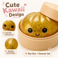 thumbnail image 3 of Pelota antiestrés tipo dumpling dorada con glitter Crossunx, 3 of 7