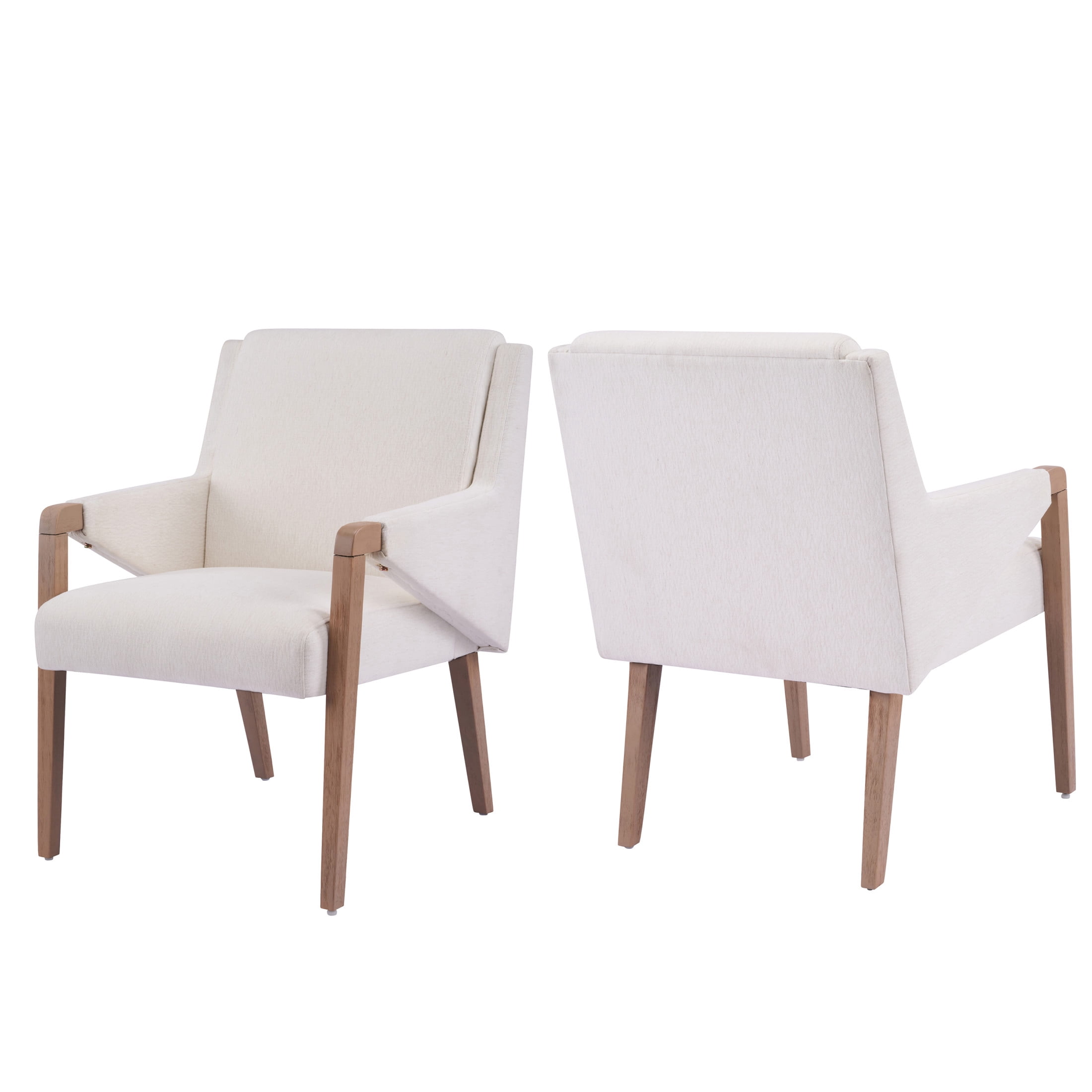 Christopher Knight Home Mid-Century Modern Upholstered Dining Armchairs, Beige+Light Ash, Set of 2
