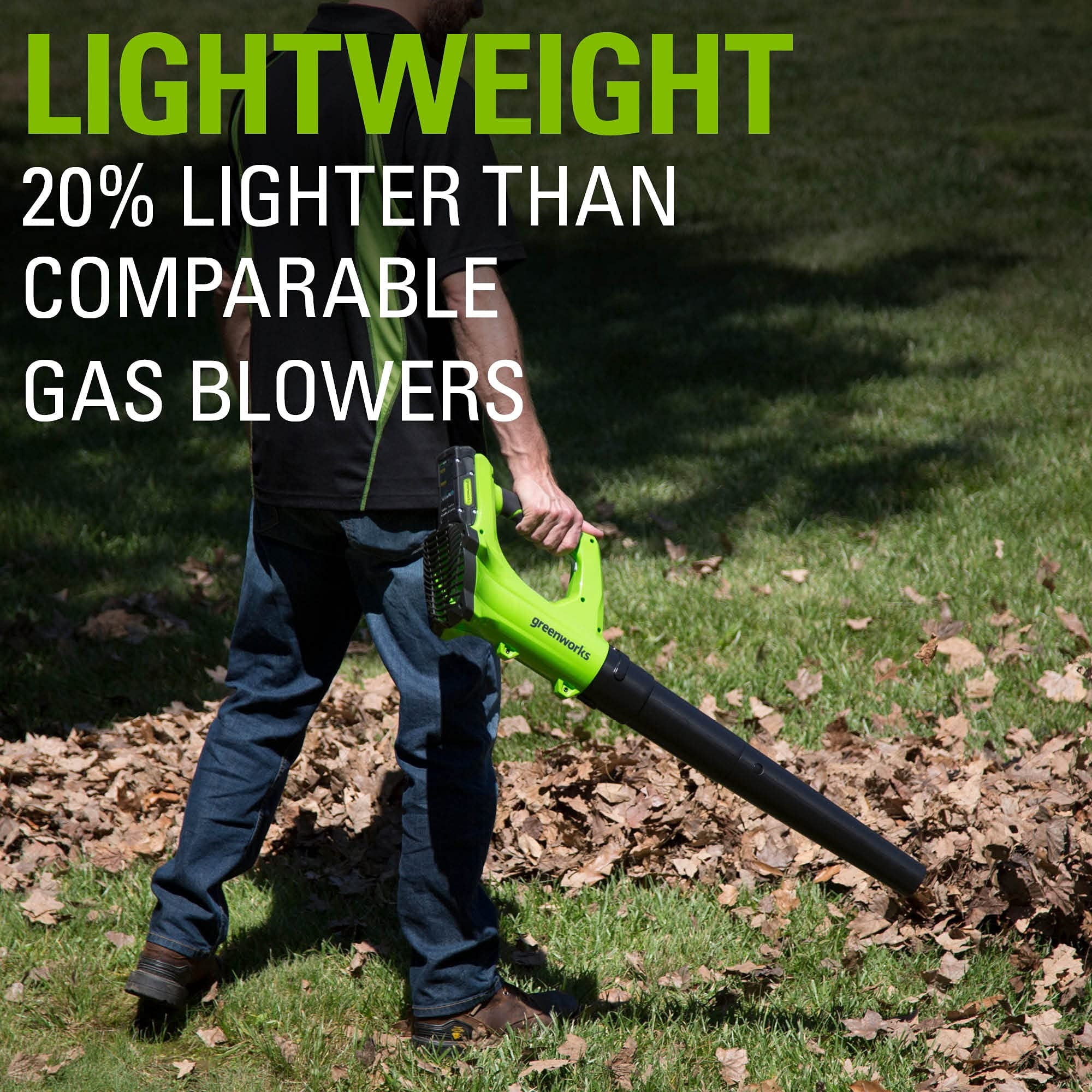 Greenworks 24V 330 CFM 100 mph Cordless Leaf Blower with 2.0 Ah Battery and Charger, 2403502AZ