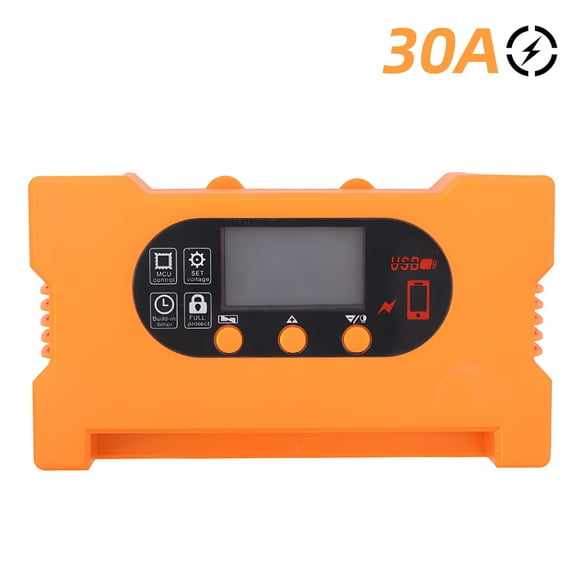 30A Solar Charge Controller 12V/24V Solar Panel Intelligent Regulator with Dual USB / Type-C Ports
