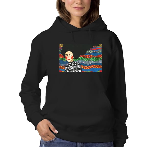 Pastell Black Haired Woman Hoodie Women's -Hulya Ozdemir Designs, Female Large