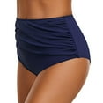 thumbnail image 6 of GEWSEY Women's High Waisted Swim Bottom Ruched Bikini Tankini Swimsuit Briefs Navy, XXL, 6 of 8