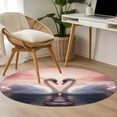 thumbnail image 5 of Valentine's Day Washable Round Area Rug 3 ft, White Swans Couple Romantic Pink, Soft Non Slip Rugs Stain Repellent Indoor Felt Carpet for Living Dining Room Bedroom Home Office, 5 of 9