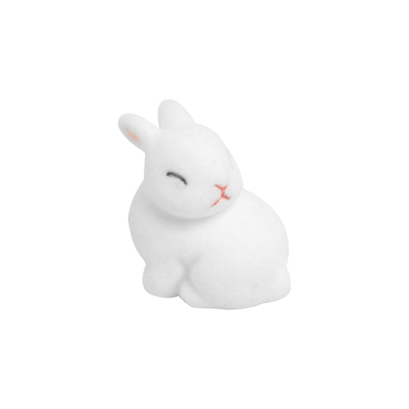 Easter Resin Flocked Bunny Ornament Cute Diy Craft Figurine for Desktop Car Dashboard Bookshelf Decor Ciozy