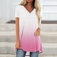 thumbnail image 2 of Mujeres de Manga Larga Superior, Estampado Corto Delantero Larga Espalda Raglan Cuello en V Camiseta de Manga Corta, Casual, 2 of 9