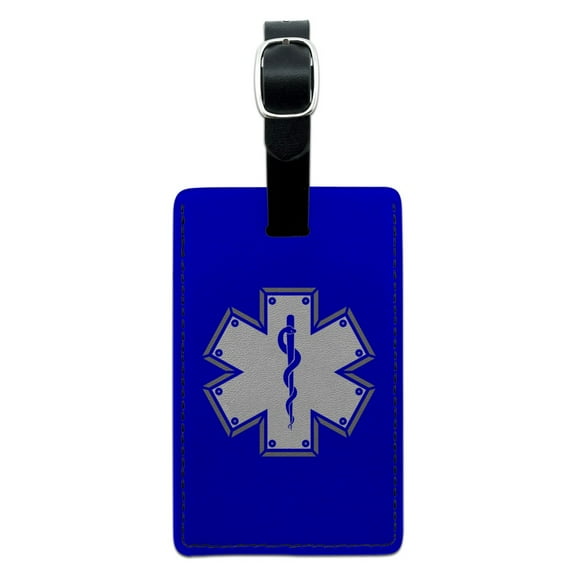 Star Of Life Medical Health EMT RN MD Rectangle Leather Luggage Card Suitcase Carry-On ID Tag