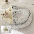 thumbnail image 3 of Cama Redonda Suave de Felpa Colchón para Mascotas Cesta Cálida y Cómoda para Perros 2 en 1 Saco de Dormir Nido para Pequeños, Marrón, 3 of 5