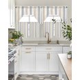thumbnail image 5 of Beige Grey Striped Kitchen Curtains Swag Valance and Tier Curtains Set 24 Inch Length, Geometric Vertical Stripes White Rod Pocket Drape Panels Pair Swag Curtain for Bathroom/Cafe/Window, 5 of 6