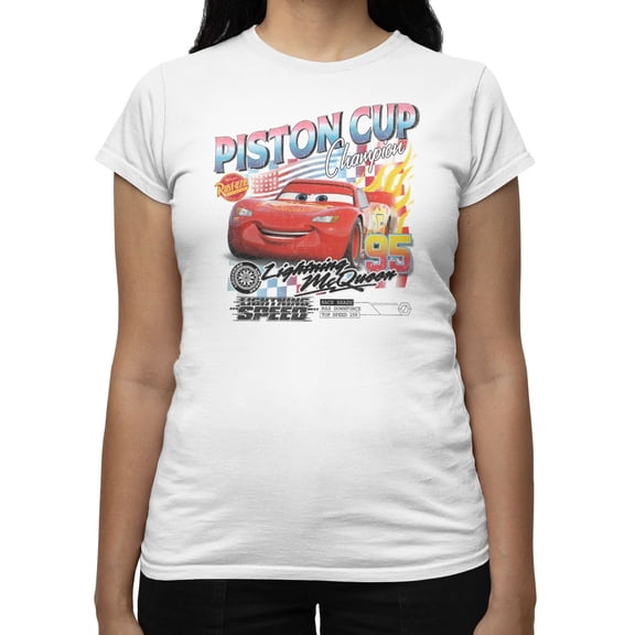 Disney Pixar Cars Women's Piston Cup Champion T-Shirt (Sand, S-XXL)