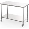thumbnail image 1 of Table de Préparation Commerciale en Acier Inoxydable à 2 Niveaux, 60 Po x24 Po, avec Tablette Inférieure Réglable et Roulettes Verrouillables - Table Robuste pour Cuisine, Restaurant, Garage, 1 of 7