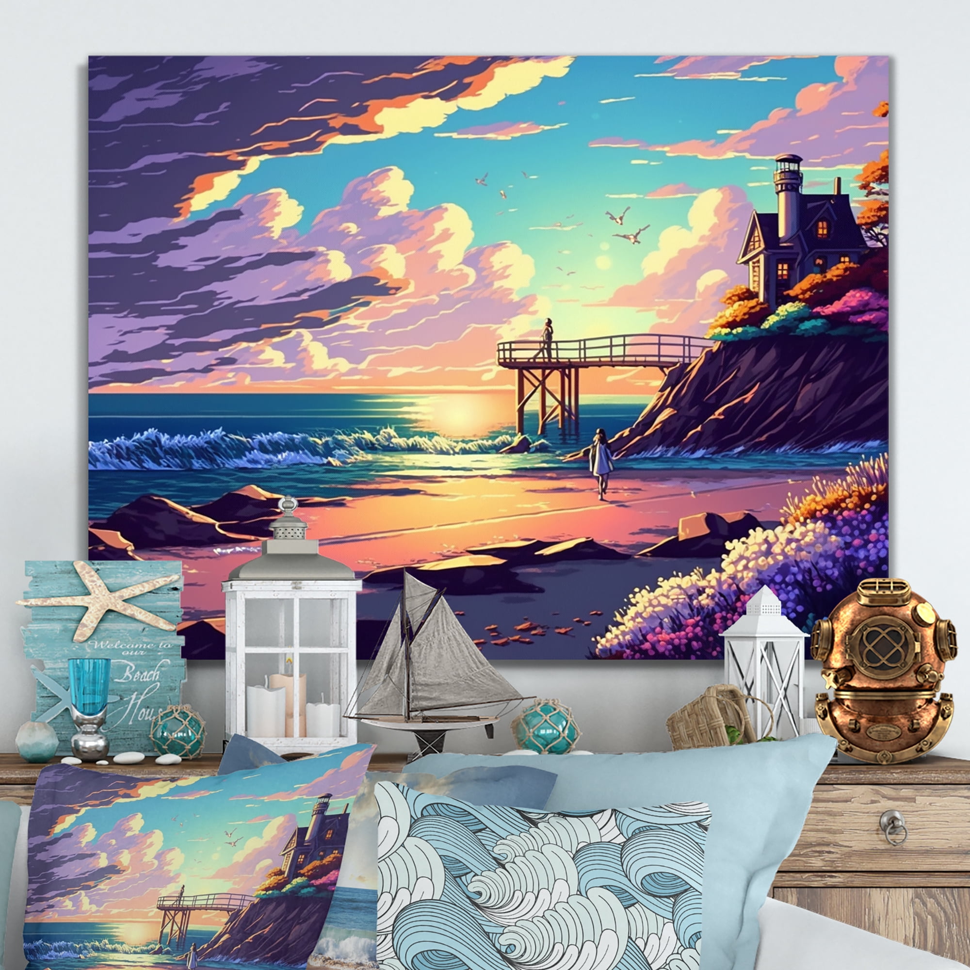 Designart Modern Sunset In Vector Style III Canvas Wall Art