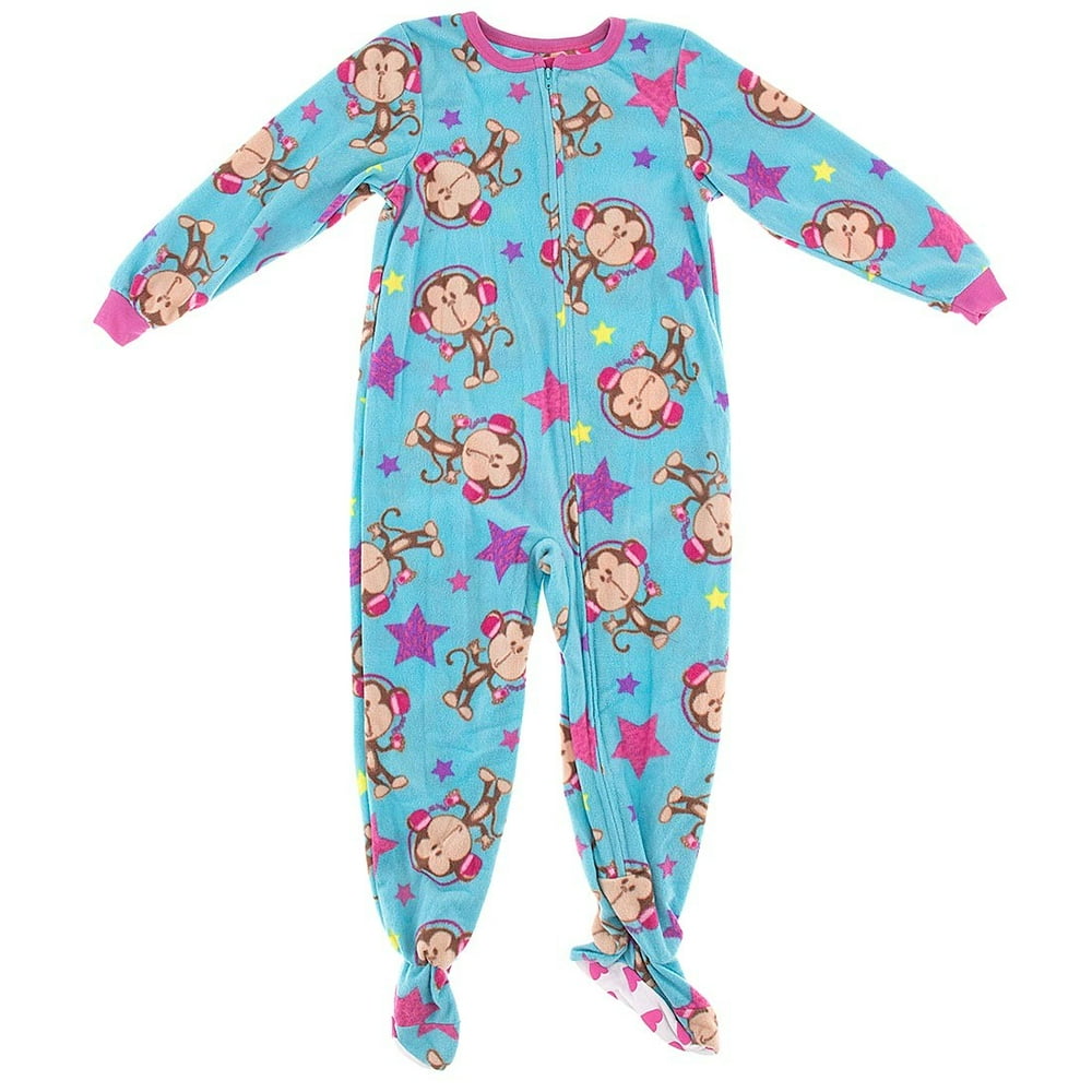 Komar Kids Komar Kids Little Girls' Blue Monkey Footed Pajamas XS/45