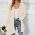 thumbnail image 6 of Yuanlong Womens Cardigans Spring Long Plain Full Sleeve Open Front Knitted Cardigan Casual Outwear Sweater With Pockets, 6 of 9
