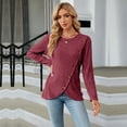 thumbnail image 3 of SWSMCLT Women's Soft Pullover Sweaters Long Sleeve Top Knit Tshirt Button Lightweight Dressy Sweater Asymmetric Fall Fashion Burgundy Medium, 3 of 5