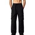 thumbnail image 3 of Men's Loose Straight Leg Casual Hiking Pants, Cargo Trousers, Full Length, Elastic Waist With Pockets, Lightweight, Quick Dry, Polyester, Outdoor Camping, Travel, Daily Wear, 3 of 9
