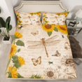 thumbnail image 2 of Homewish Retro Butterflies Dragonfly Queen Sheet Sets,Rustic Flower Floral Flat Sheet,Country Sunflower Bee Queen Fitted Sheet For Girls Kids,Luxury Bedroom Decor,4pcs, 2 of 7