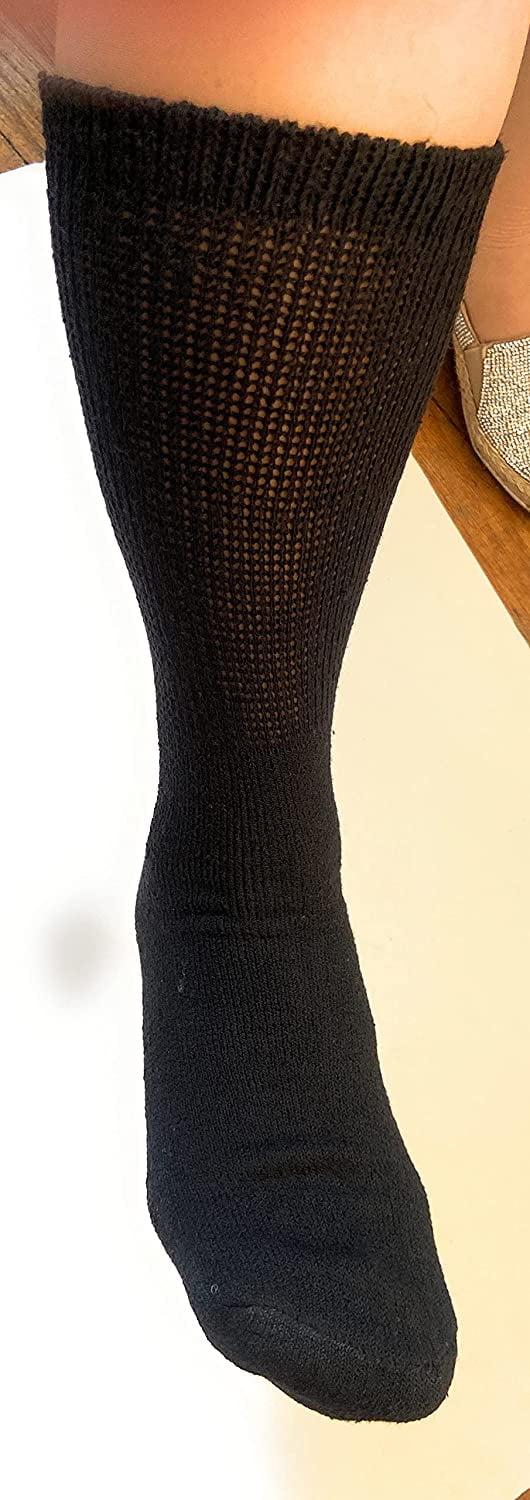 Lot of 3 Pairs Mens White Diabetic Socks Loose Fit Big Size 13-15  Blue Label