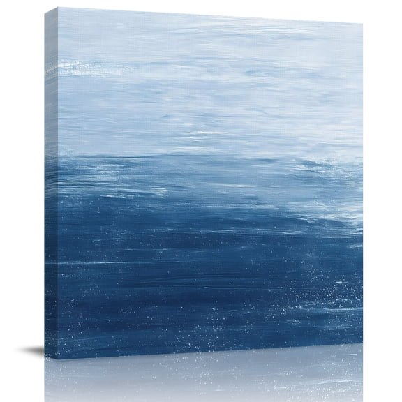 Wall Art Prints, Blue Ombre Framed Canvas Prints for Bedroom Living Room Bathroom Office, Modern Abstract Art Ocean Oil Painting Gallery Wrap Wall Art Poster for Gifts Home Decor 24"x24"