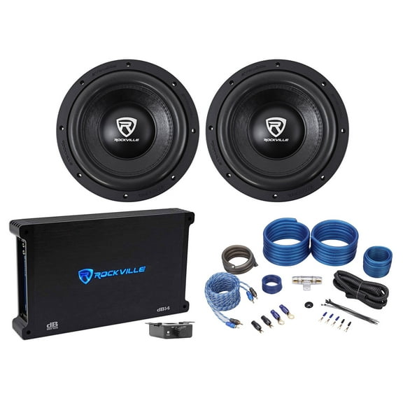 (2) Rockville W10K6D2 V2 10" 4000w Car Audio Subwoofers Mono Amplifier Amp Kit