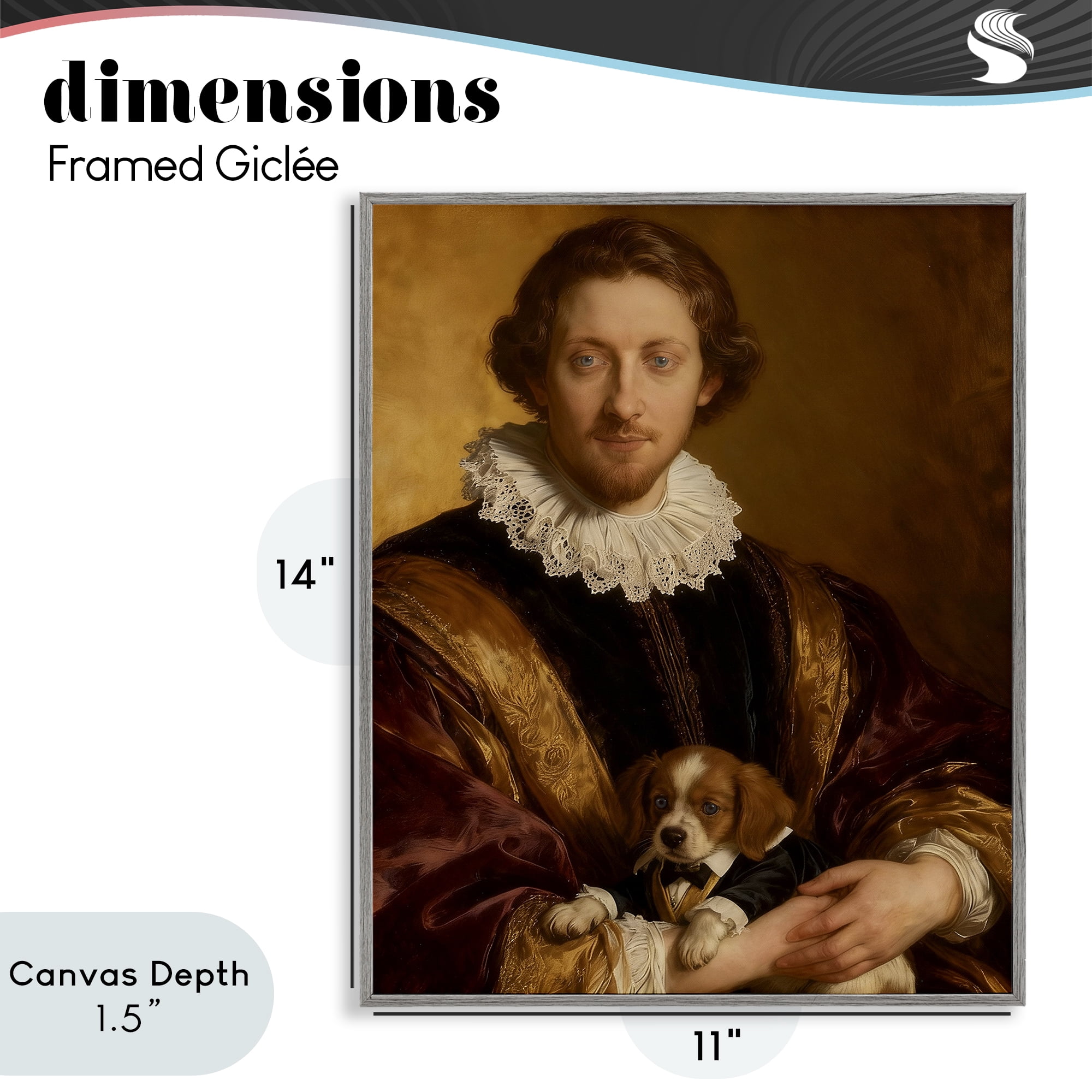 Stupell Industries Renaissance Noble with Loyal Companion Gray Framed Giclee Art, design by CAD Designs