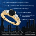 thumbnail image 2 of Gem Stone King 18K Yellow Gold Plated Silver Black Onyx White Lab Grown Diamond and White Moissanite Engagement Ring for Women (1.27 Cttw, Gemstone December Birthstone, Round 6MM and 3MM, Size 5), 2 of 5