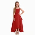 thumbnail image 2 of Girls Dresses Summer Spaghetti Strap Junior Bridesmaid Dresses Silk Satin Flower Girl for Teen Girls, 2 of 8