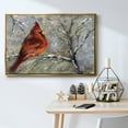 thumbnail image 5 of Cardinal in Snow II - Framed Gallery Wrapped Holiday Canvas - 17 x 25 - Gold Frame, 5 of 8