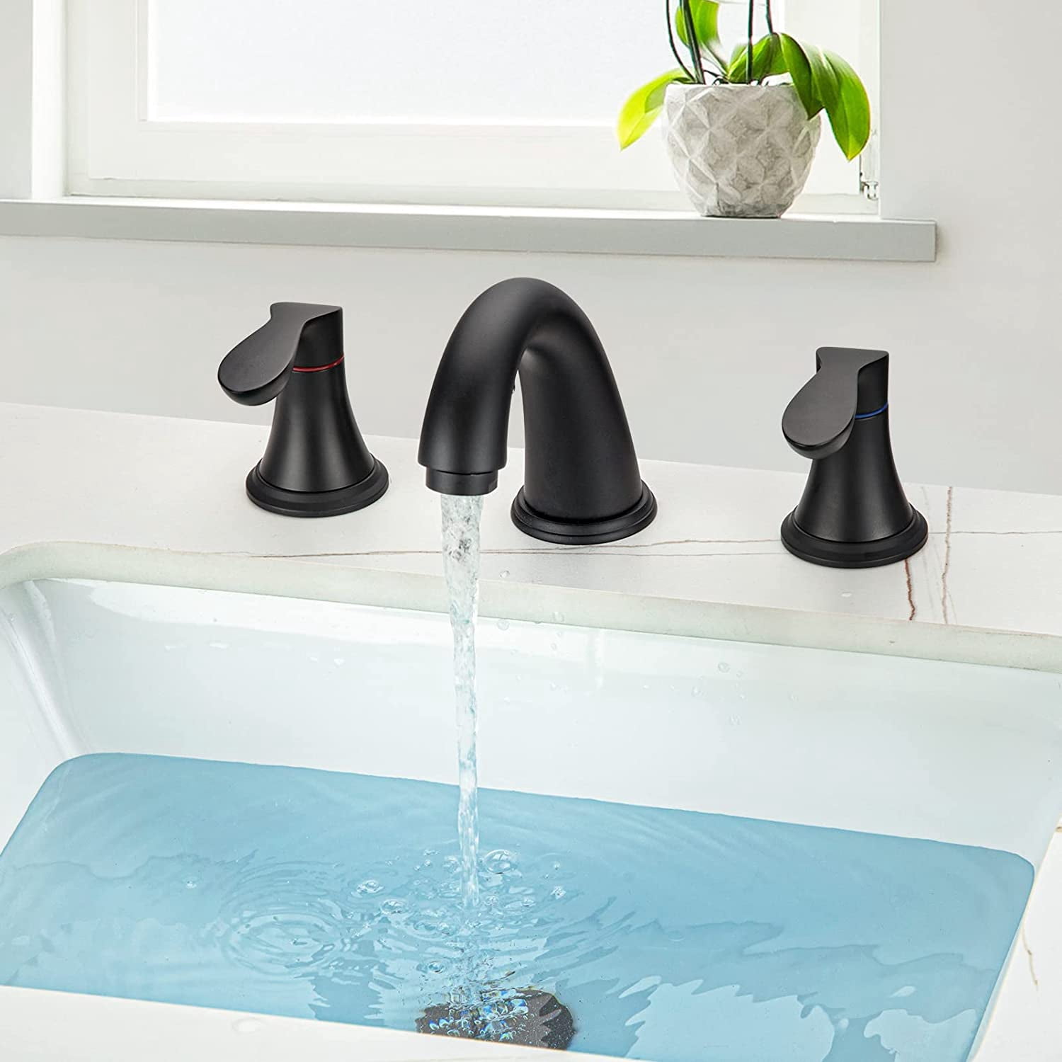 Accreate 8 Inch Bathroom Faucets for Sink 3 Hole with Pop up Drain and cUPC Lead-Free Hose