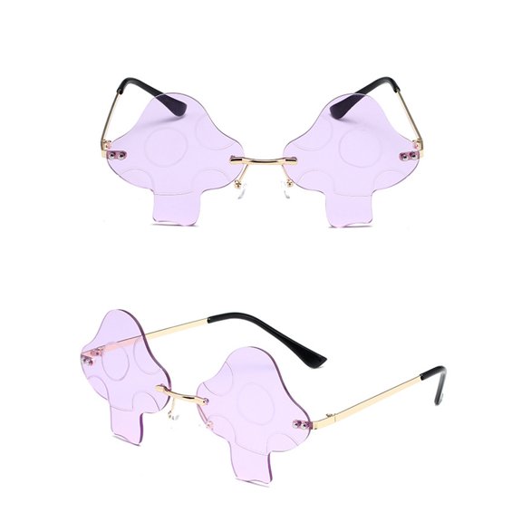 Harpily Sunglasses Mens Unisex Vintage Mushroom Shape Irregular Sunglasses Tone Retro Irregular Alloy Frame Fashion Shades