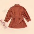 thumbnail image 4 of Toddler Girl Corduroy Jacket Coat Puff Long Sleeve Belted Dress Button Down Ruffle Hem Windbreaker, 4 of 7
