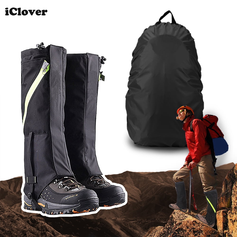 Outdoor Durable Waterproof Snowproof Walking Gaiters Snow Legging Leg Cover Wraps for Outdoor Hiking + Rain Cover... by iClover