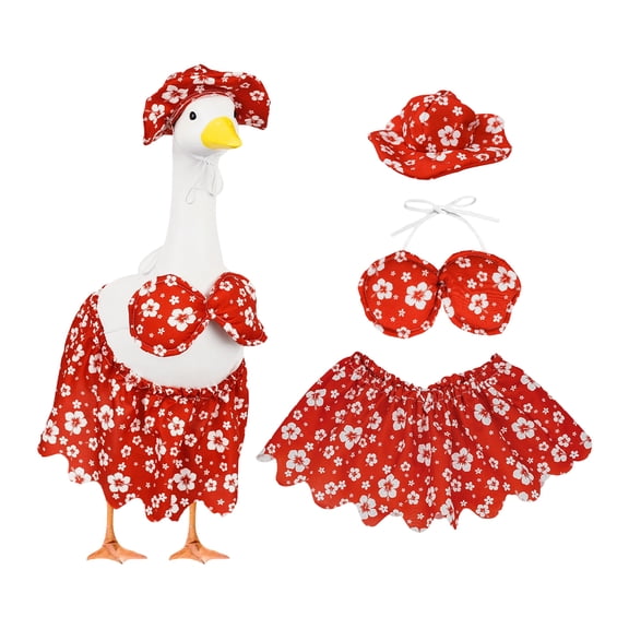 Hawaiian Goose Outfits Summer Porch Goose Bi-ki-ni Sets Cute Lawn Goose Clothes Costume for Outdoor Garden Yard Decor