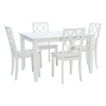 Linon Delia 5 Piece Wood Dining Set Lightly Burnished Edges in Antique White